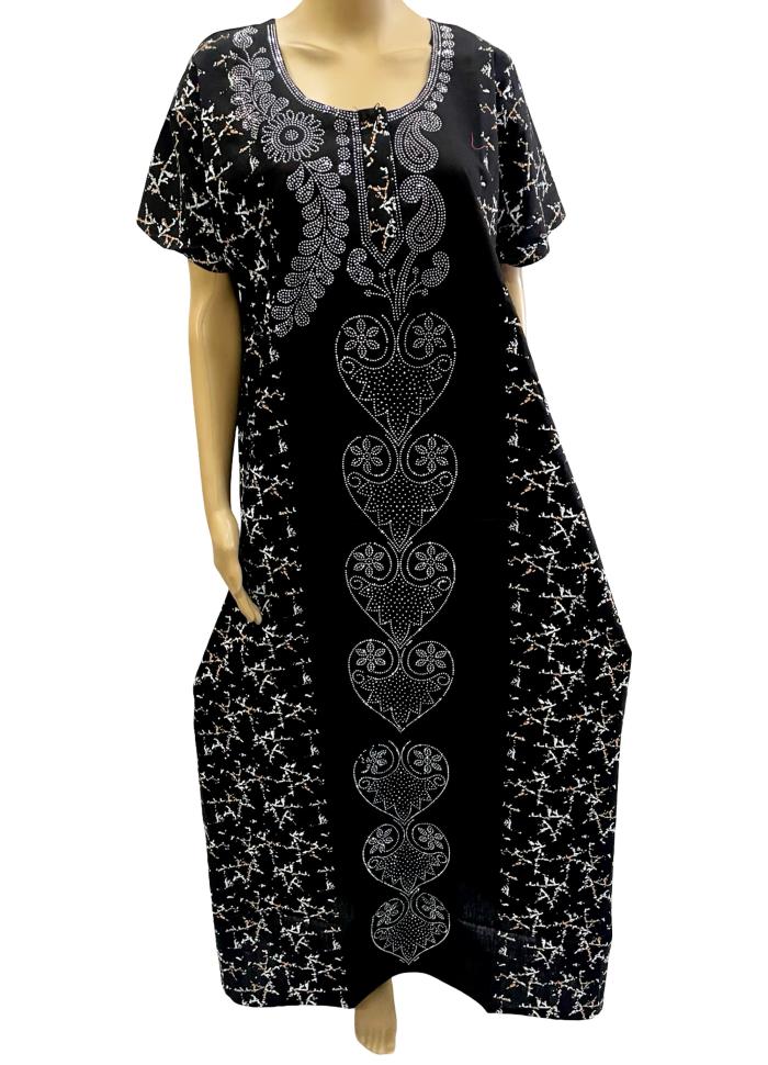 Stone Work Embroidery Nighty